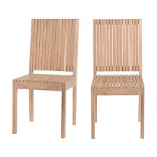Pues estás de suerte, ¡aquí van! Ottoville Stylish Teak Wood Slatted Back Dining Chair Set Of 2
