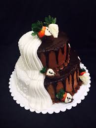 Here's an example of a white and chocolate theme wedding. Chocolate Engagement Cake Cake Engagement Cakes Desserts