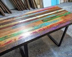 Custom Reclaimed Wood Dining Table Desk Console Coffee Table Paint And Patchwork Stains Reclaimed Wood Dining Table Wood Dining Table Salvaged Wood