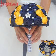 Free shipping on orders over $25 shipped by amazon. Wifelai A Gorgeous Diamond Brooch Silk Wedding Bridal Artificial Flowers Navy Blue Yellow Color Brooch Wedding Bouquets W231 1 Wedding Bouquet Bridal Wedding Bouquetbouquet Bridal Aliexpress