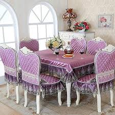 Kitchen 5 7 Piece Luxury Table Cloth Set Imitated Silk Lace Tablecloth Chair Cover For Dining Room Table Cover Table Luxury Table Dining Room Table Table Cloth