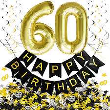 Geburtstag auch als app über 500.000 downloads. 60 Geburtstag Party Deko Set Girlande Zahl 60 Ballons Spiral Deckenhanger Konfetti