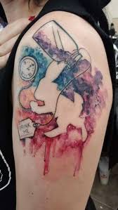Find an idea that you like and talk it out with an artist and get a sketch drawn up bro! Watercolour Alice Tattoo Google Search Alice Tattoos Tattoos Disney Tattoos
