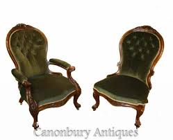 Victorian rosewood bergere arm chair 1. Pair Victorian His And Hers Arm Chairs Velvet Salon Chair Antique 1880