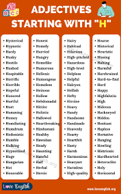Eg what kind of man? Adjectives That Start With H 100 Useful Adjectives Beginning With The Letter H Love English