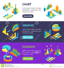Charts And Graphs Banner Horizontal Set 3d Isometric View