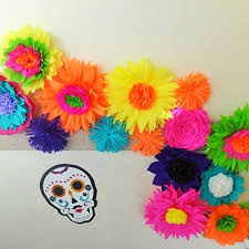 Paper crafting made its way to mexico from asia via the manila galleons that regularly crossed the pacific ocean from the philippines to acapulco. Amazon Com Flower Garland Bright Beautiful Colors Mexican Fiesta 12 Unique Crepe Paper Flowers Health P Paper Flowers Paper Flower Ball Giant Paper Flowers