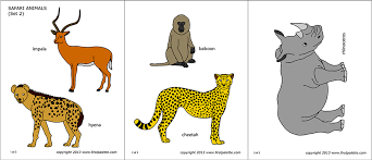 Printable Colored Safari Animals Set 2 African Savanna Animals Savanna Animals African Animals