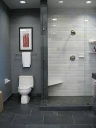 White Walls Dark Floor Bathroom Shower Tile Masculine Bathroom Bathrooms Remodel