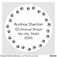 Black And White Paw Print Border Pawprint Border Address Label Zazzle Com Paw Print Custom Return Address Labels Address Labels