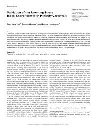 This significance of this study is that it suggested the need to . Pdf Validation Of The Parenting Stress Index Short Form With Minority Caregivers