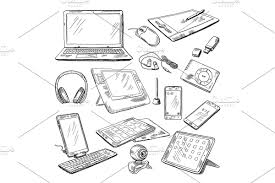 Realistic Gadgets Monitor Sponsored Smartphone Laptop Tablet Realistic Ad Computer Drawing Computer Gadgets Doodle Illustration