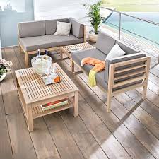 Gartenmobel Set Variabel Platzierbar 2 Sitzelemente 1 Gartentisch 1 Hocker Sessel Akazien Holz Inklusive Auflagen Braun Grau Online Kaufen Bei Woonio Outdoor Mobel Gartenmobel Sets Gartenmobel