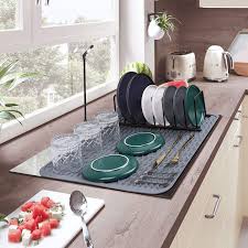 Grey kitchen dish drying mat silicone. Easy Clean Dish Draining Mat Heat Resistant Silicone Trivet Grey 20 X 16 Dish Drying Mats For Kitchen Xl Silicone Dish Drying Mat Large Kitchen Utensils Gadgets Kitchen Dining Fcteutonia05 De