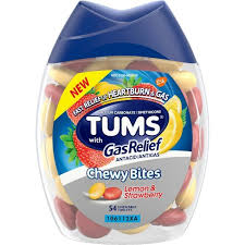 Tums Chewy Bites With Gas Relief Extra Strength Chewable Antacid For Heartburn Lemon Strawberry 54ct Target