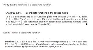 A plane whose points are labeled with cartesian coordinates. Solved Verify That The Following Is A Coordinate Function Chegg Com