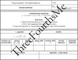 transformations of cosecant and secant classwork and or homework