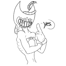 This coloring sheet features bendy in her baby form and we must say she's looking absolutely adorable. The Ink Bendy With Snake On His Head Say Yes From Bendy And The Ink Machine Coloring Pages Bendy Coloring Pages Coloring Pages For Kids And Adults