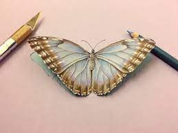 Color it in when finished, i am thinking rainbow colored markers would be fun. 3d Blue Butterfly Cutout Paper Art Drawing On Behance