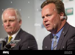 Bill Pulver (right) has been Appointed as Australian Rugby union CEO,  (left) and ARU Chairman Michael Hawker in the Press conference for the  announcement of CEO in ARU offices in St Leonards,