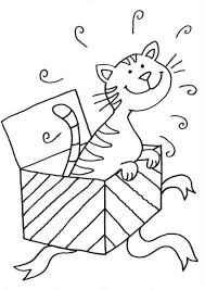 Kostenlose Malvorlage Katzen Katze Im Geschenk Zum Ausmalen