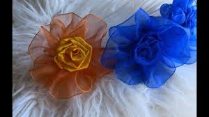 Tutorial 1:flor de organza, paso a paso: Flor De Fita De Organza E Cetim Ribbon Rose Tutorial Youtube