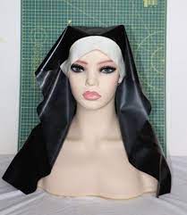 New nuns veil habit black white rubber Latex Fetish doll UK nun roleplay |  eBay