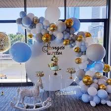 pin by adrienna borbon on baby baby shower balloons baptism decorations boy baby shower decorations