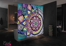 Asymmetric Bohemian Mandala Shower Curtain Cool Shower Curtains Unique Bathroom Mandala Shower Curtain