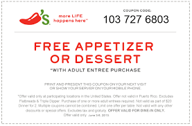 Pinned June 5th Free Appetizer Or Dessert With Your Entree At Chilis Coupon Via The Coupons App Chilis Coupons Printable Coupons Free Printable Coupons