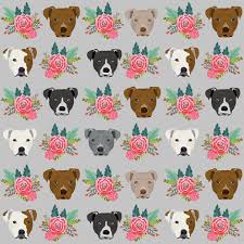 Pitbull Floral Head Design Pitbulls Fabric Floral Dog Head Fabric By Petfriendly On Spoonflower Custom Fabric Pitbull Wallpaper Prints Fabric