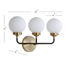Jonathan Y Caleb 3 Light 22 In Brass Gold Black Wall Sconce Jyl9058b The Home Depot Energy Efficient Light Bulbs Sconces Wall Sconce Lighting