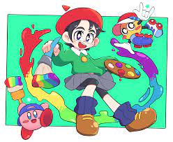 Just a little drawing of Adeleine, Kirby and Paint Roller! : rKirby