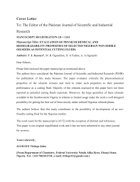 Howstuffworks.com contributors cover letters are a potential employer's first contact with you. Cover Letter To The Editor Of The Pakistan Journal Of Scientific And