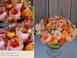 Wholesale, bulk flowers for diy weddings and special events. Romantic Orange And Peach Juliet Roses And Peonies Wedding Centerpiece