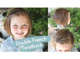 Blunt cut with side braid: Double French Twistback Short Hair Cute Girls Hairstyles Youtube
