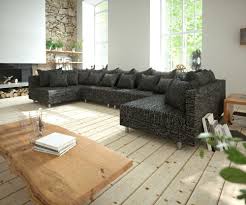 Couch Clovis Xl Schwarz Strukturstoff Wohnlandschaft Modulares Sofa