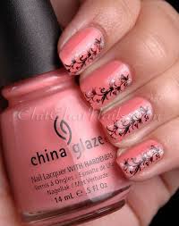 Oval shaped coral nail polish design. Coral Wedding Coral Nail Design 2029383 Weddbook