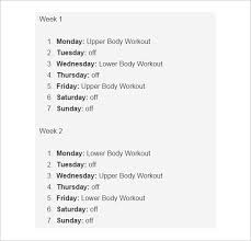 24 workout schedule templates pdf docs free premium