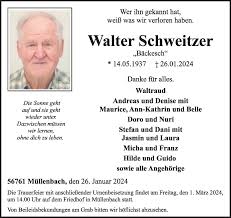 Traueranzeigen von Walter Schweitzer