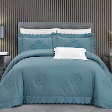 مفرش ليفربول صيفي مزدوج مطرز تركواز عدد القطع 7 Home Decor Home Furniture