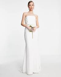 Corsagenbrautkleid in creme aus satin und organza. Asos Edition Evelyn Tragerloses Hochzeitskleid Aus Satin Asos