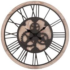 Horloge A Rouages Coloris Naturel Et Noir D79 Josh Maisons Du Monde