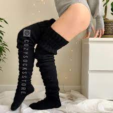 Thigh High Socks Plus Size Stockings Knitting By Cozysocksstore In 2021 Thigh High Socks Thigh High Socks Plus Size Knit Stockings