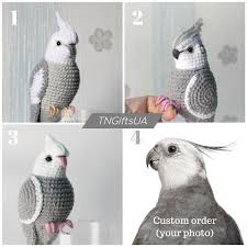 Generally, cockatiels are social birds that enjoy spending time with their family and other cockatiels. Crochet Whiteface Cockatiel Multi Color Cockatiel Sculpture Crochet Parrot Crochet Bird Patterns Animal Knitting Patterns