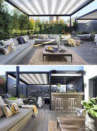 Cover Outdoor Spaces With Shade To Protect The From Sun And Rain Rooftop Terrace Design Terrace Design Roof Terrace Design