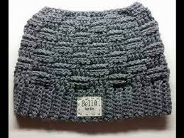 Crocheted Basket Weave Messy Bun Hat Youtube Messy Bun Hat Crochet Basket Weave Crochet Chunky Yarn Crochet