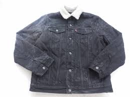 New Levi S Mens Black Wash Denim Sherpa Lined Distressed Trucker Jean Jacket Xl Levis Truckerjacket Black Denim Jacket Jackets Trucker Jacket Levis