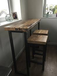 Industrial Mill Style Reclaimed Wood Breakfast Bar Two Stools Www Reclaimed Industrial Furniture Decor Rustic Industrial Furniture Industrial Decor Kitchen