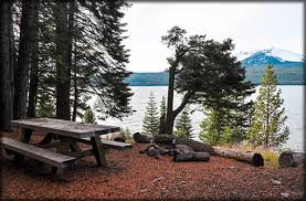 Several lakes are located within the campground. Umpqua National Forest Diamond Lake Campground
